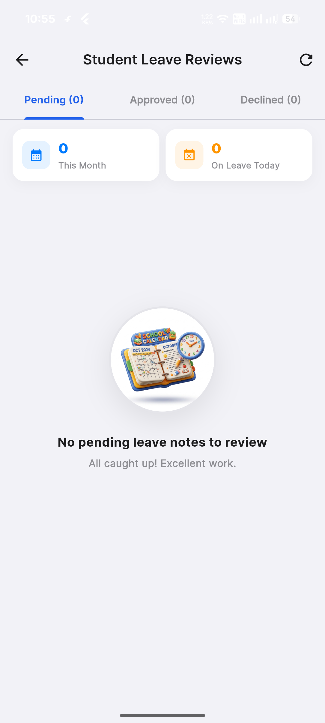 Leave reviews screen